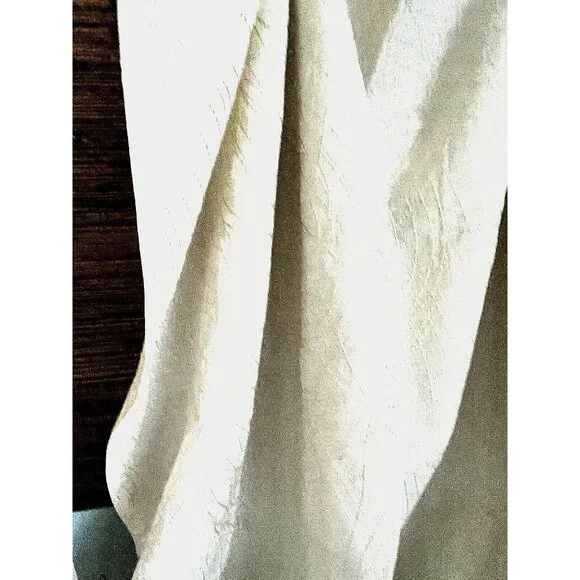 Designer White Fabric Drape Curtain One Panel Stitch Lines Abstract Pattern New